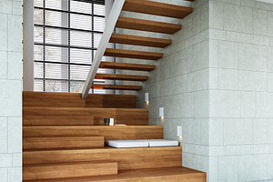 Interior of Modern wooden staircase