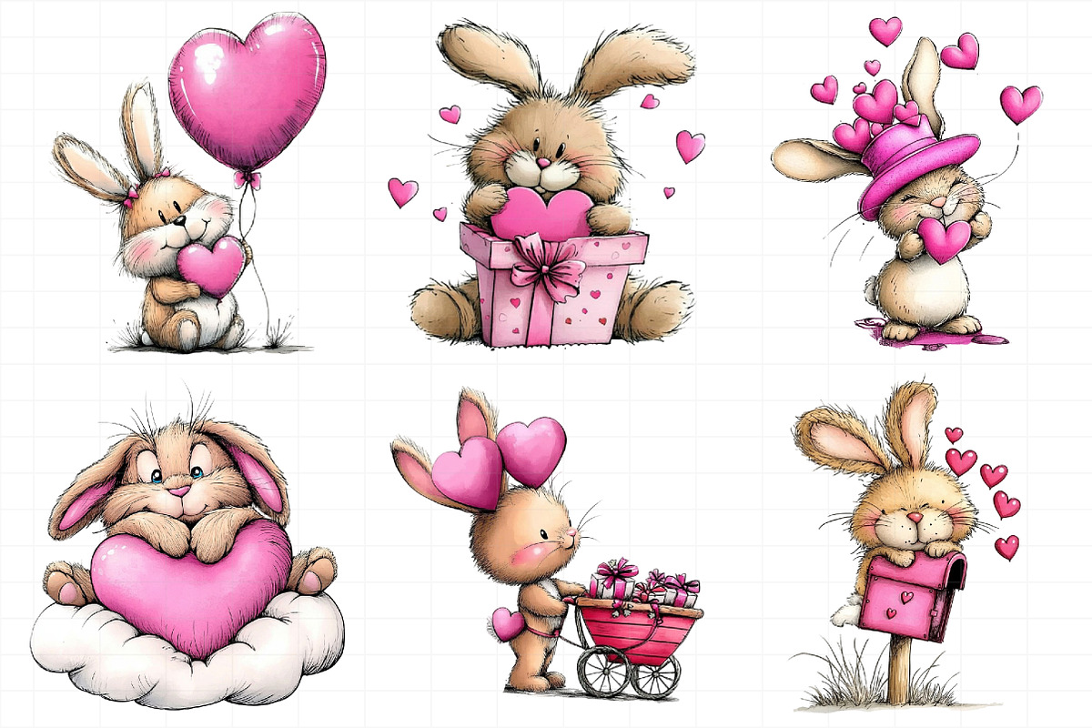 Cute Funny bunny Valentine's Day Cli, an Illustration by Daily.Designs (Photo 5 of 5)