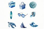 watercolor Summer beach clipart, an Illustration by Designworld (Thumbnail 4 of 7)