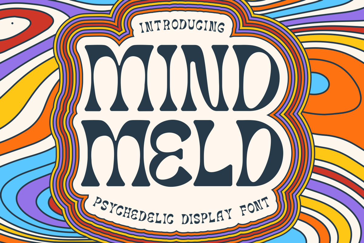 Mind Meld - Psychedelic Display Font, a Font by PutraCetol Studio (Photo 1 of 12)