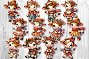 Cute Autumn Cow Clipart Sublimation, a Seasonal Illustration by V Design Creator (Thumbnail 9 of 9)