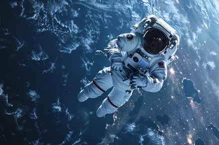 Boundless Horizon: Astronaut Adrift Above Earth's Atmosphere - Generative AI, a Background Photo by José Manuel Gelpi
