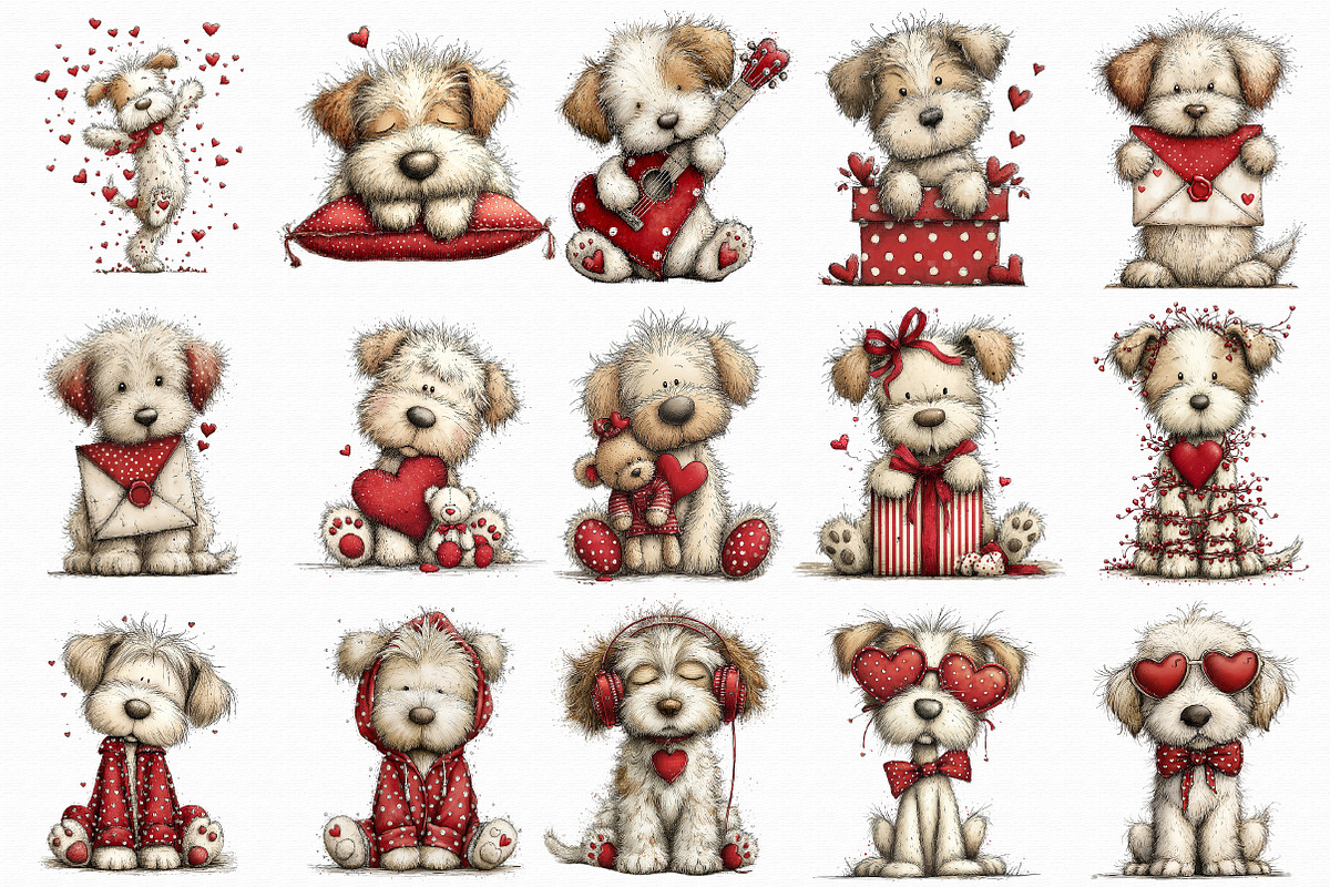 Whimsical Valentine Dog Clipart, an Illustration by Libby Wishes (Photo 3 of 7)