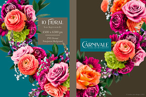 Carnivale Floral Clip Art Collection