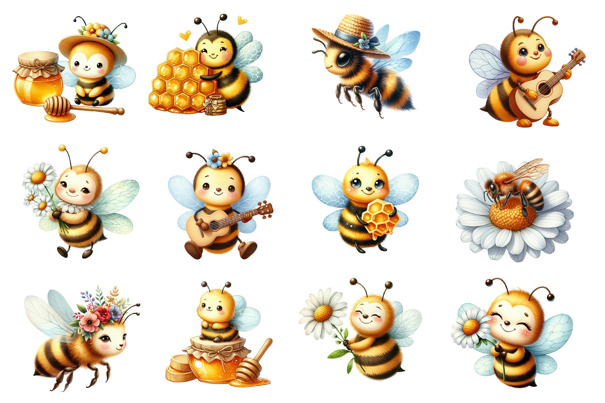 Bee Clipart Watercolor, an Illustration by Designworld (Photo 3 of 5)