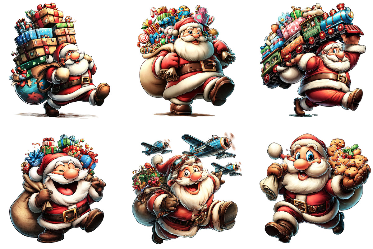 Funny Santa's Happy Haul Clipart, an Illustration by DreamArtGraphic (Photo 4 of 5)