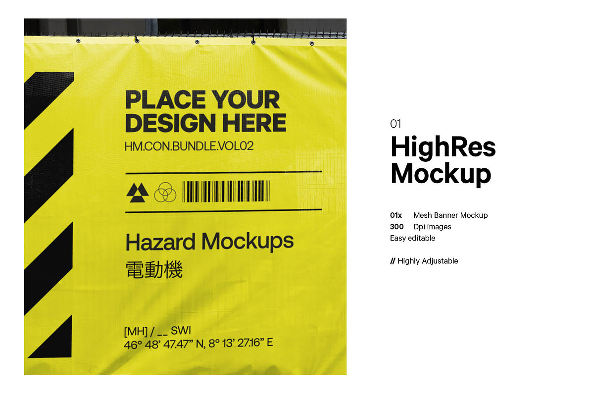 Fence Mesh Banner Mockup, an Advertising Mockup by HAZARD MOCKUPS (Photo 3 of 8)