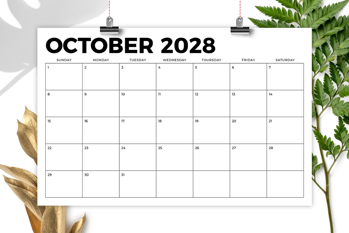 2028 11 x 17 Inch Calendar Template preview 5
