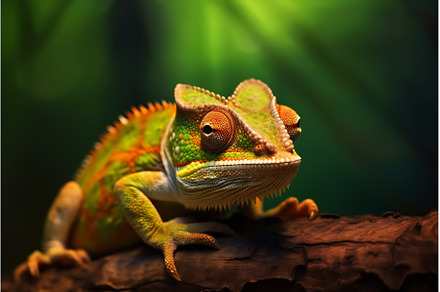 Lizard chameleon on green floral, an Animal Photo by Beautiful things