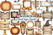 Halloween Wood Sign Clipart, an Illustration by Rose Art (Thumbnail 1 of 7)