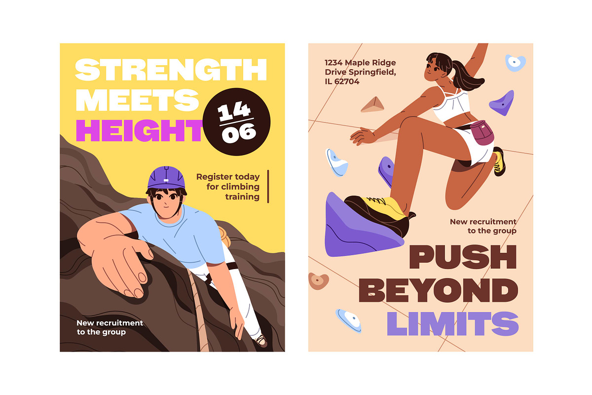 People rock climbing, bouldering set, a Sport Illustration by PaperTrident (Photo 9 of 9)