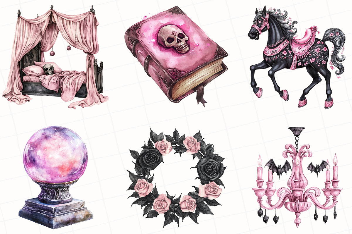 Pastel Gothic Halloween Clipart, an Illustration by OK Design (Photo 2 of 5)