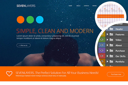 Creative one page Template PSD