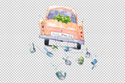 Just married car going on honeymoon, an Illustration by Kamenuka (Thumbnail 2 of 2)
