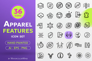 Fabric Features Line Icons 40% OFF