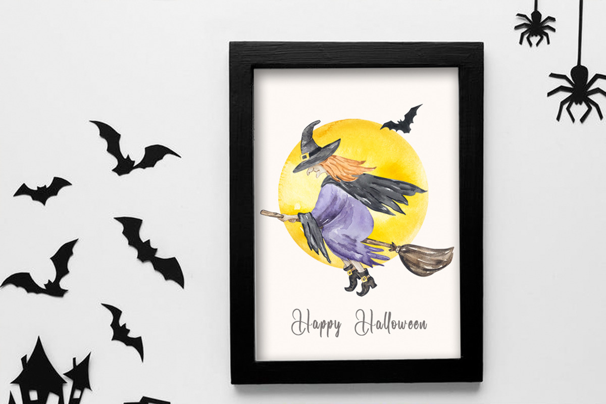 Watercolor Happy Halloween Clipart, a Seasonal Illustration by SvetaArtStore (Photo 2 of 8)