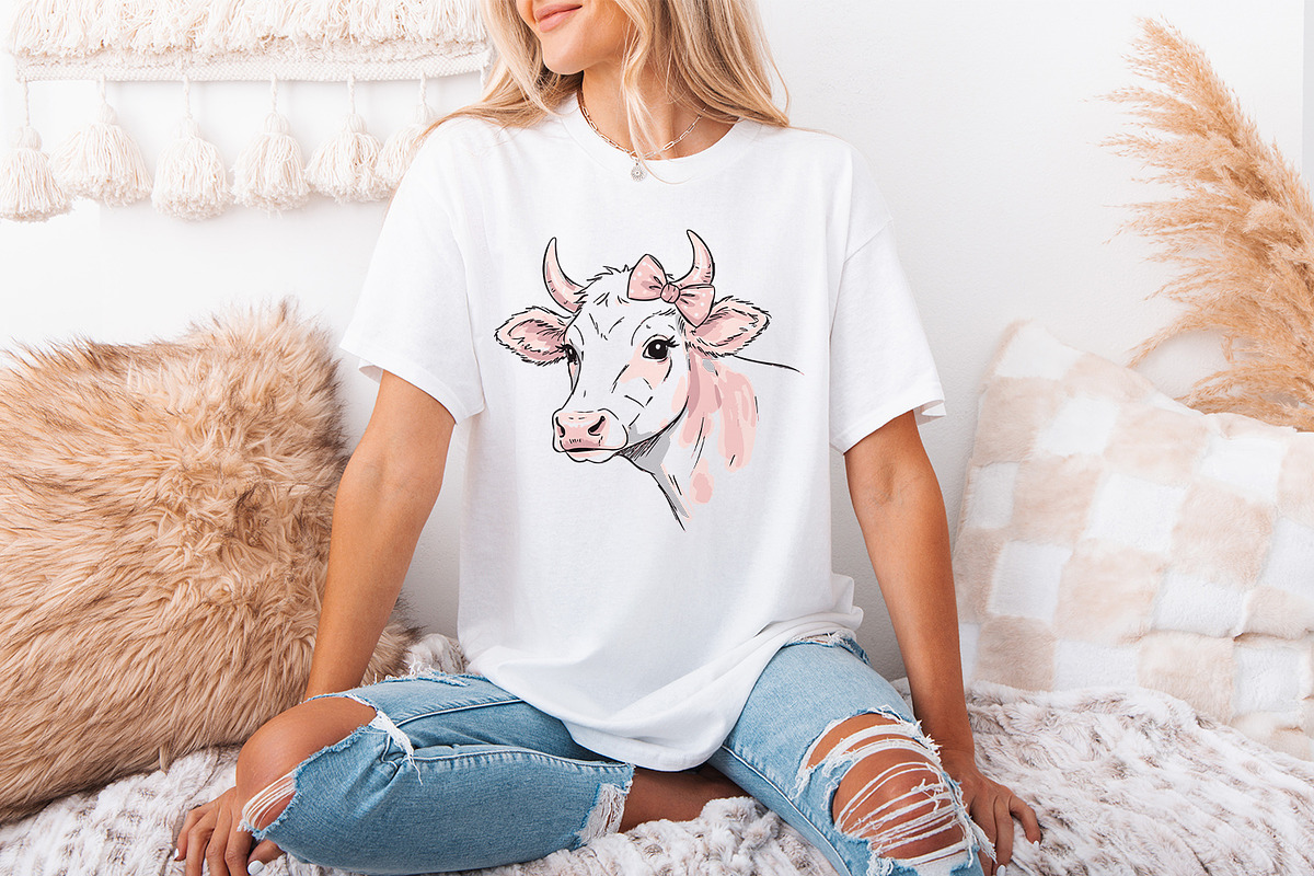 Coquette Cow Tshirt Design, cute, an Illustration by SharpMarketplace (Photo 3 of 9)
