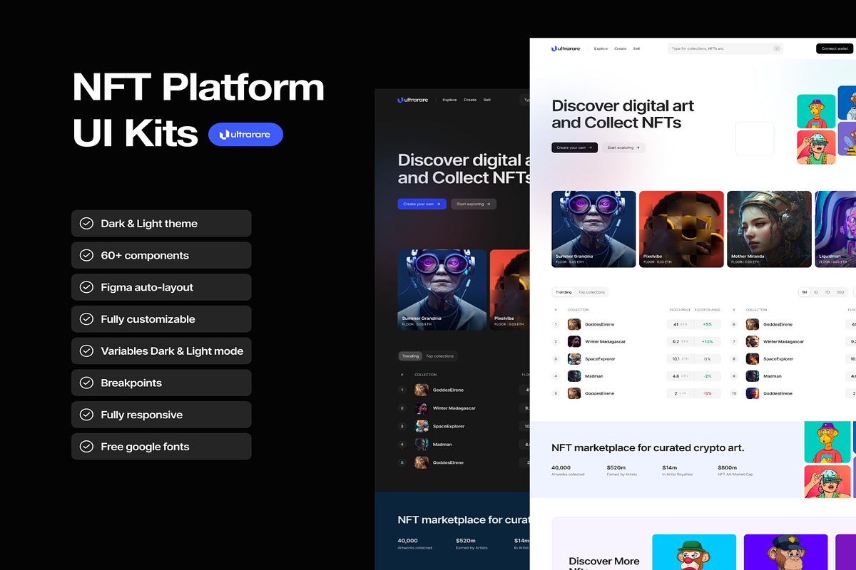 Ultrarare | NFT Marketplace Template, an UI Kit Template by Creative Perspective (Photo 1 of 6)