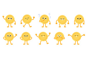 Money coin character. Gold coins, a Finance Illustration by LadadikArt