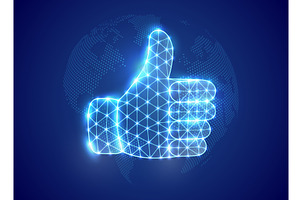 Thumbs up hand gesture glowing in, a Technology Illustration by GraphiShop