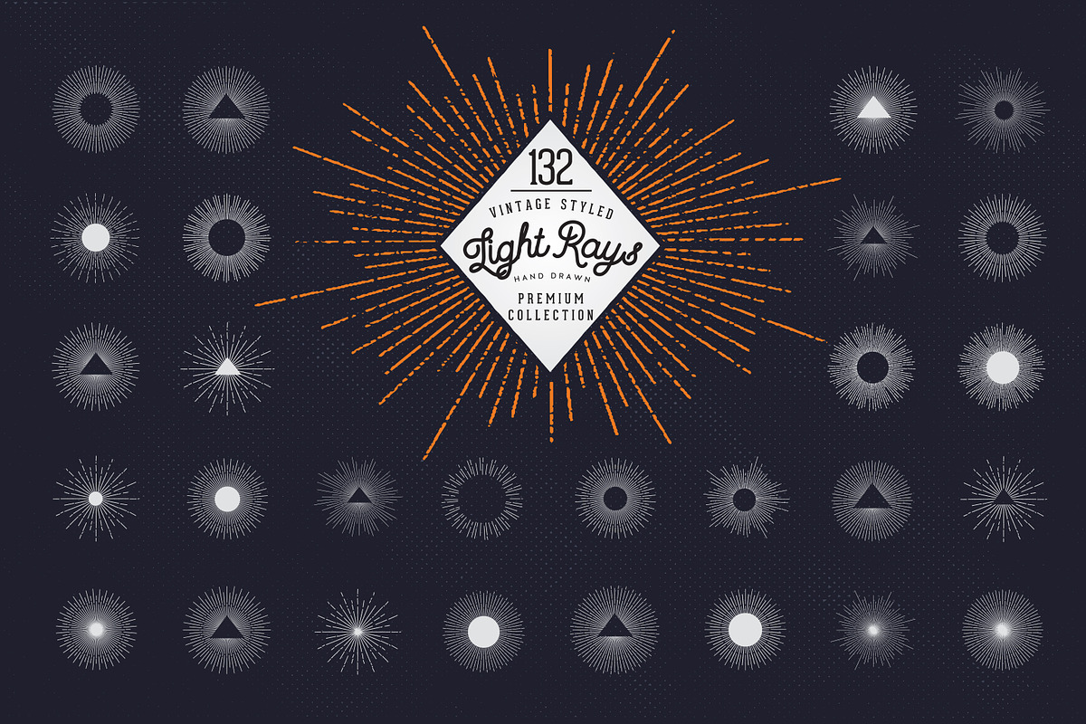 Vintage Vector Light Rays, an Illustration by cloverandcrow (Photo 1 of 4)