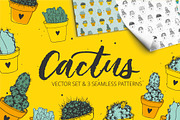 Handdrawn cactus vector set, a Pattern Graphic by ekzi.letters (Thumbnail 1 of 4)