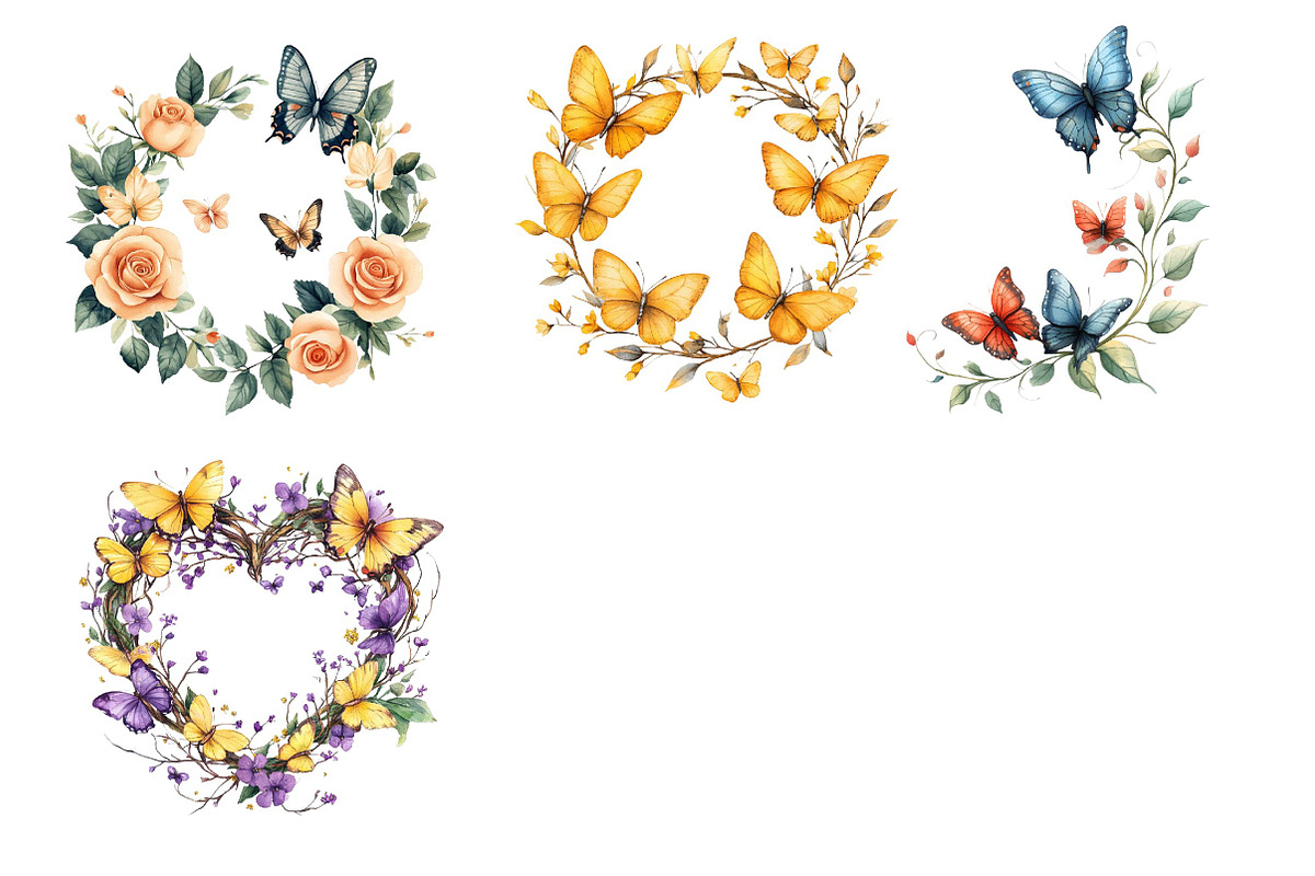 Floral Butterfly Border Clipart, an Illustration by Dream Creation (Photo 5 of 5)