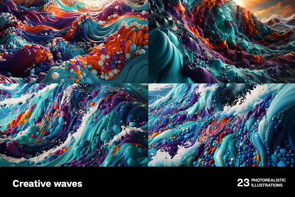 Creative waves. 23 images, a Decorative Illustration by Handmadefont (Photo 4 of 9)