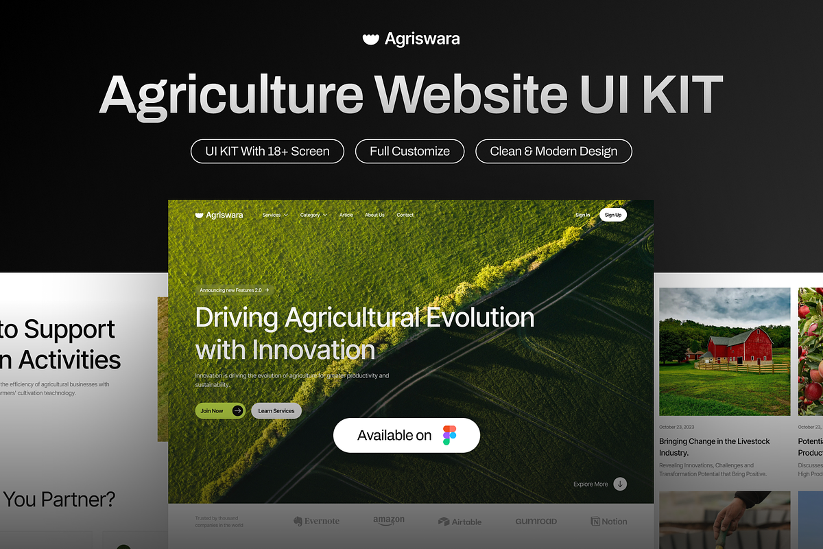 Agriswara - Agriculture Web UI KIT, an UI Kit Template by Odama (Photo 1 of 6)