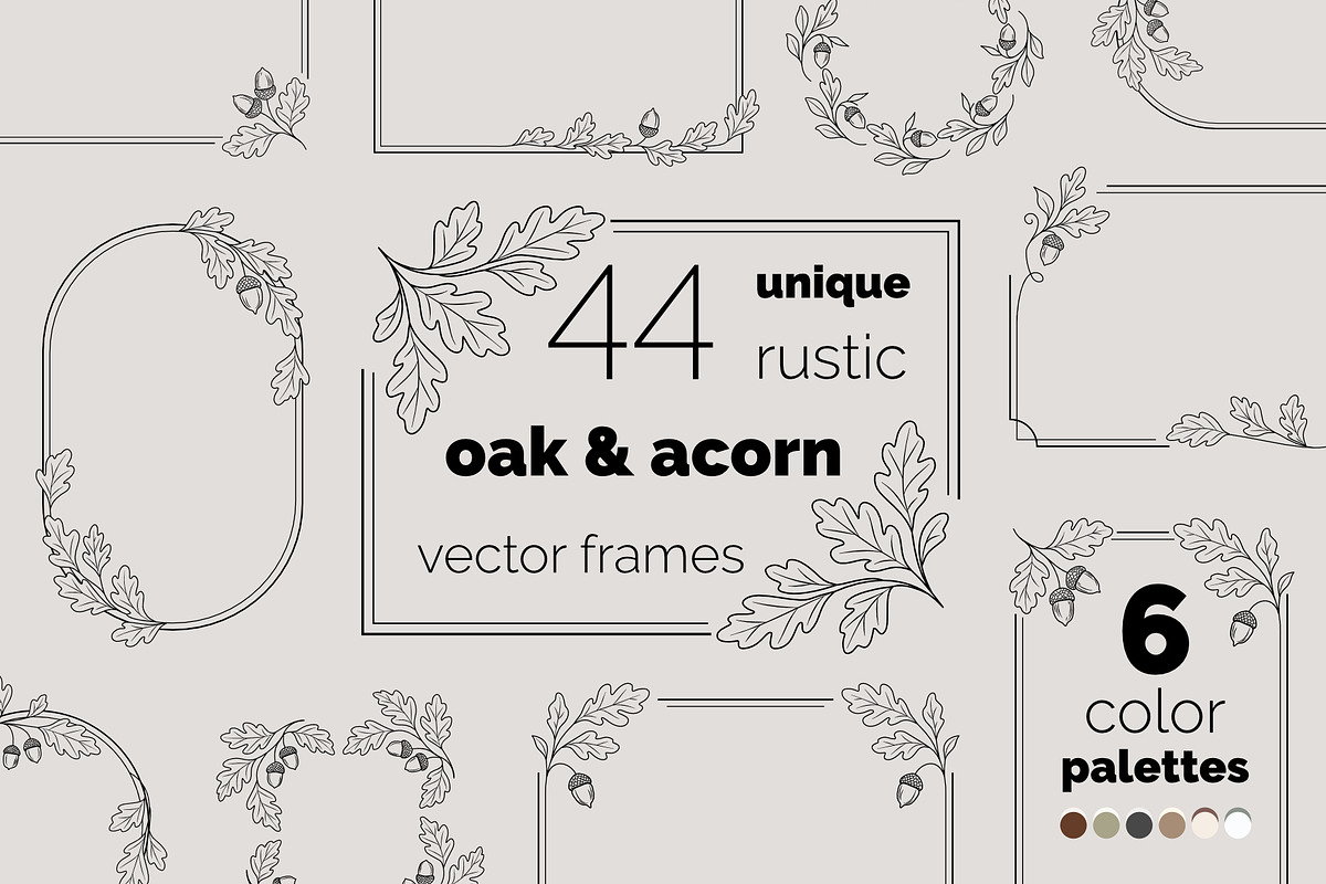 Rustic Oak & Acorn Frames, a Decorative Illustration by moja doodle (Photo 1 of 7)
