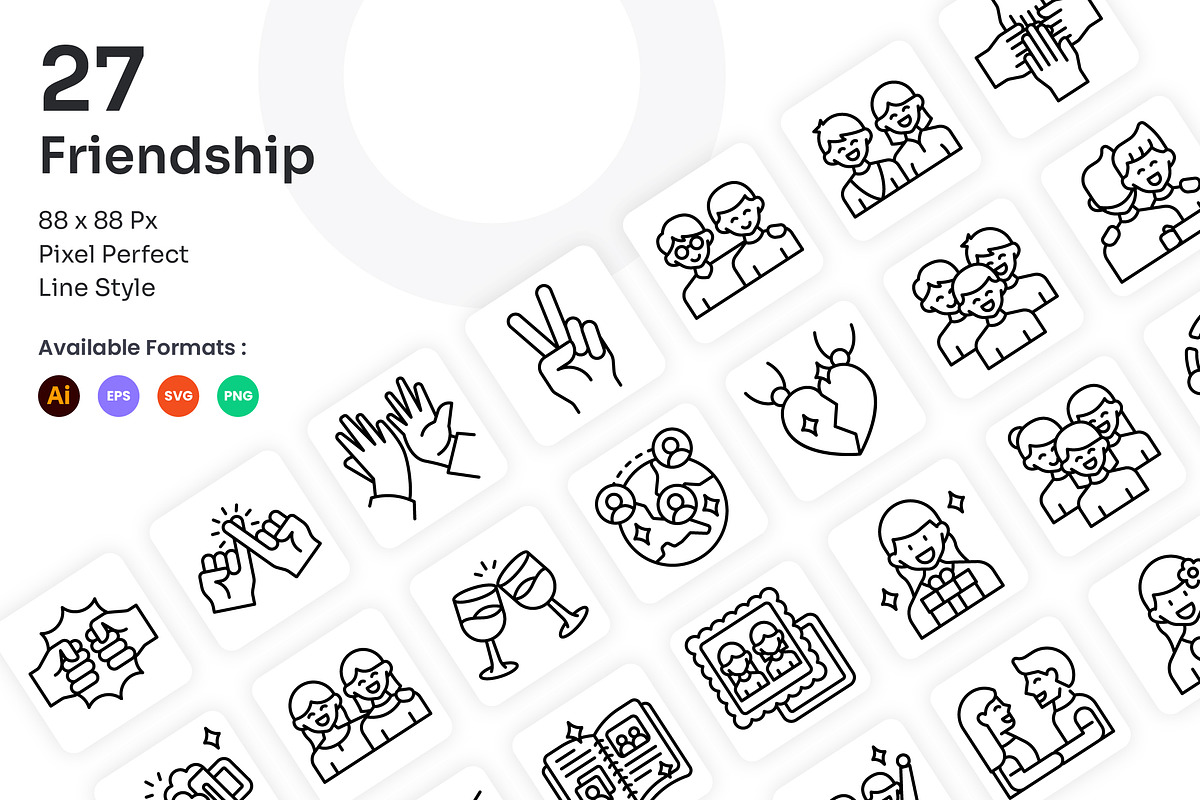 Friendship Icons Set - Line, an Outline Icon by Kmg Design (Photo 1 of 2)