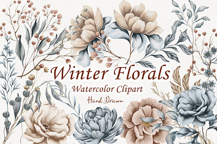 Watercolor Winter Florals Collection