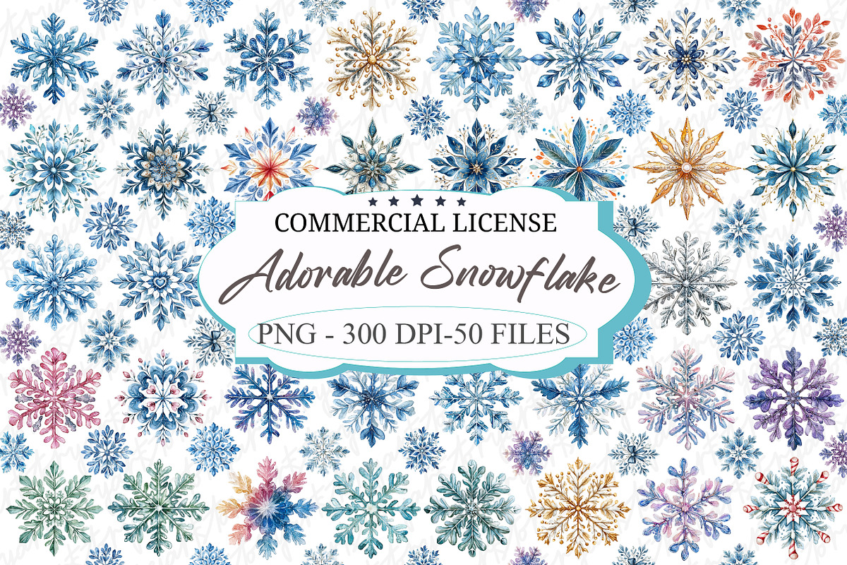 Adorable Snowflake Clipart, an Illustration by designcity5 (Photo 1 of 5)