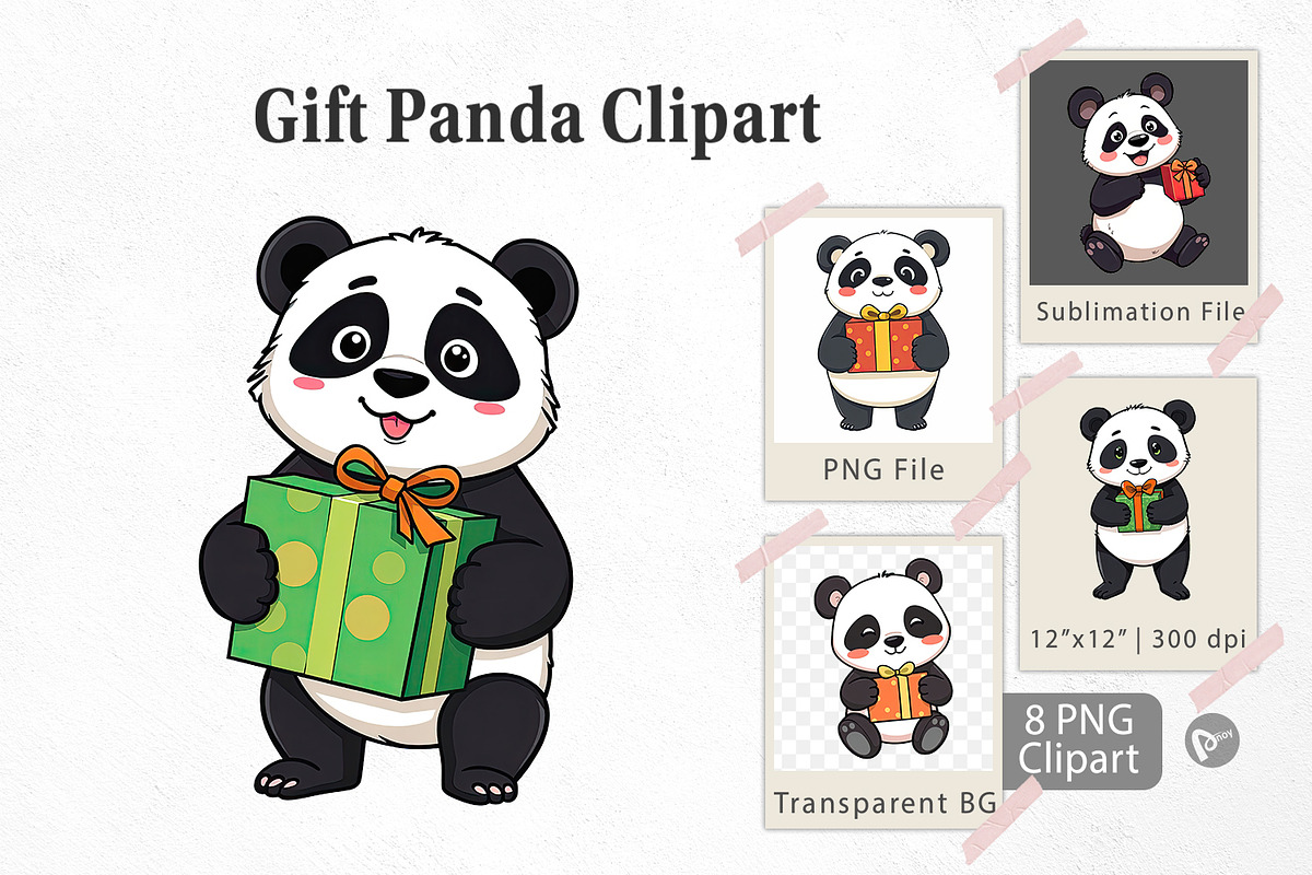 Gift Panda Clipart, a Graphic by Artnoy (Photo 1 of 5)
