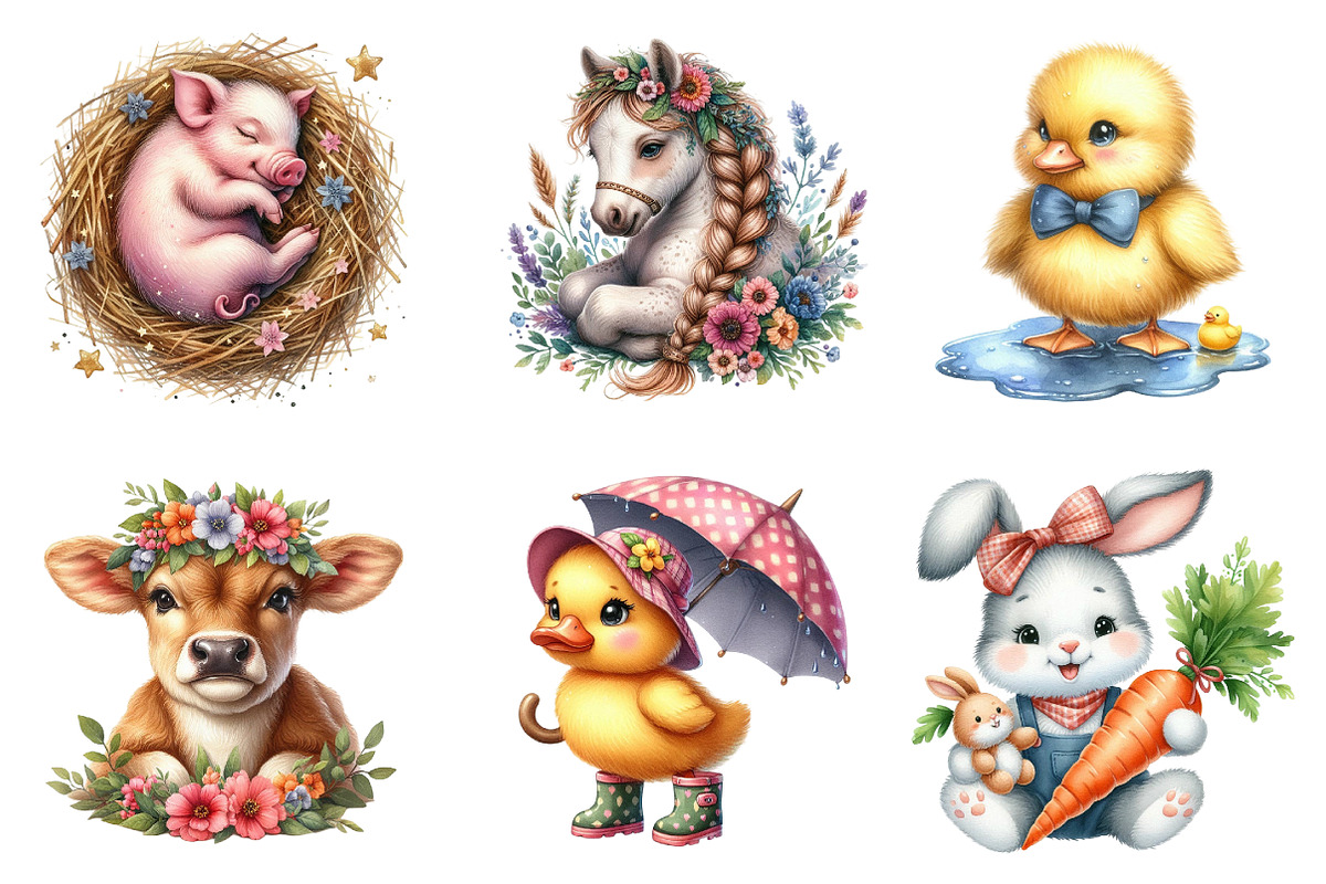 Farm Animals Baby Nursery Clipart, an Illustration by SinaCreation (Photo 3 of 5)