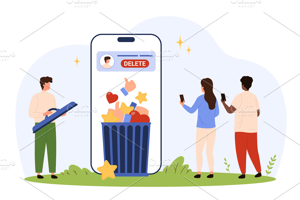 Deleting Social Media Accounts, a Technology Illustration by Flashvector