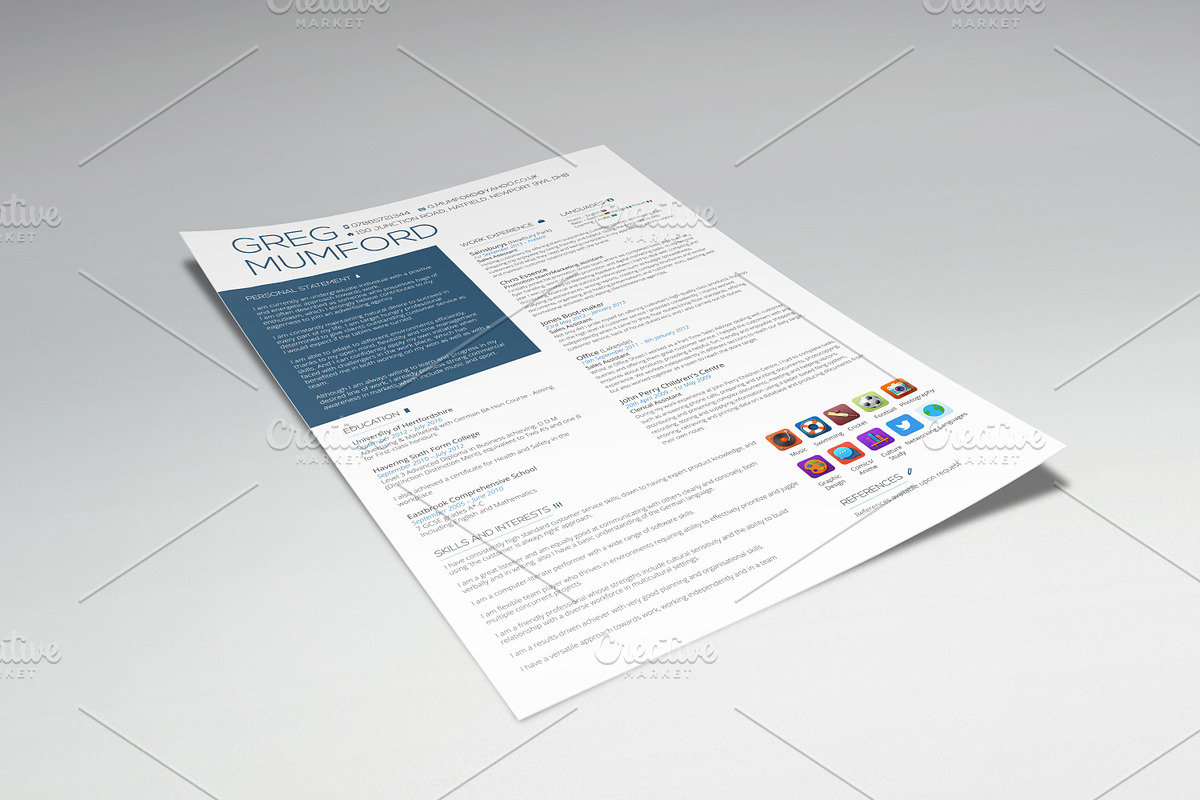 Catwalk CV Template, a Resume Template by Valeur Design (Photo 4 of 4)
