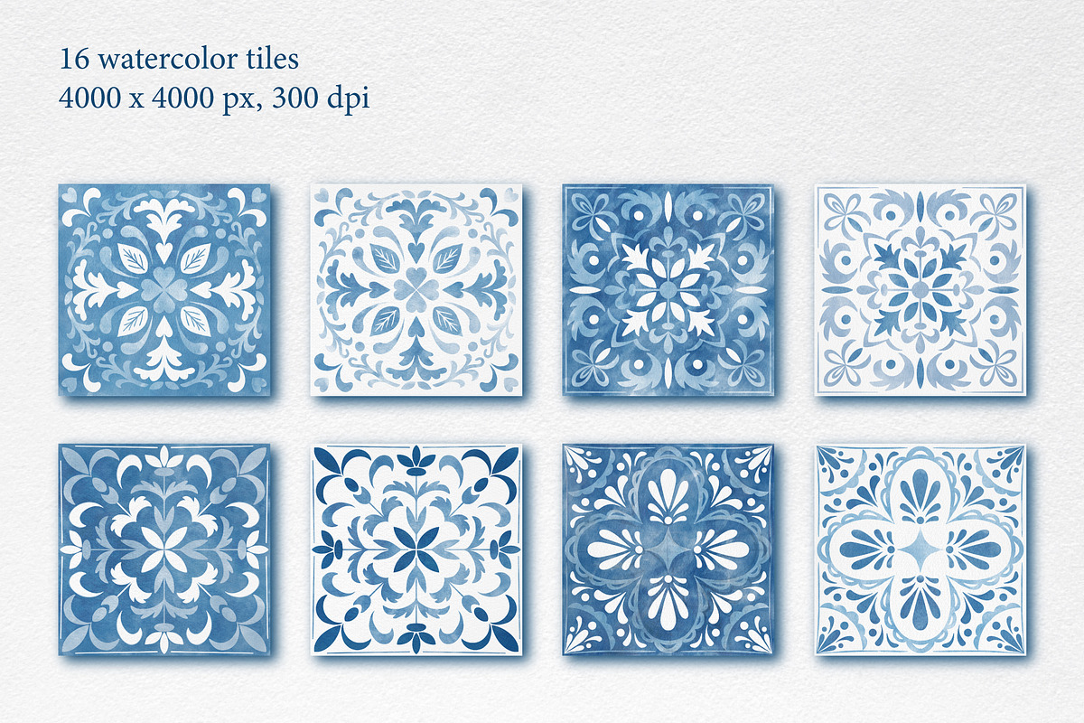 Watercolor Azulejos Collection, a Decorative Illustration by Decor Lines (Photo 3 of 13)
