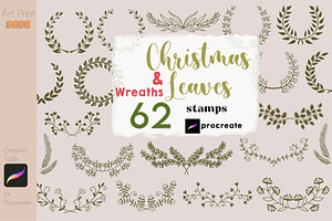 Christmas Wreath Stamps Holly Leaves