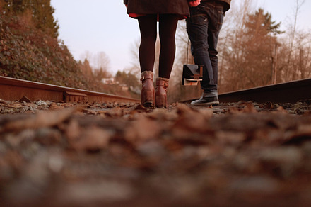 Couple walking on railway tracks preview 6