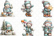 Whimsical Snowman Clipart, an Animal Illustration by Black Bird Studio (Thumbnail 3 of 6)