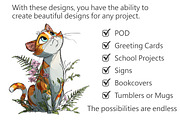 Floral Cute Cat Clipart, an Illustration by Pixels.Craft (Thumbnail 2 of 5)