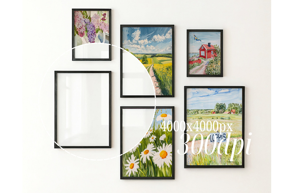 Six Gallery Frame Mockup In Black, a Mockup by First Impression Mockups (Photo 2 of 4)