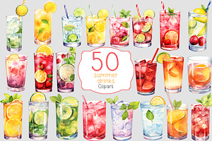Watercolor summer drinks clipart, a Food Illustration by Shahjahangdb1