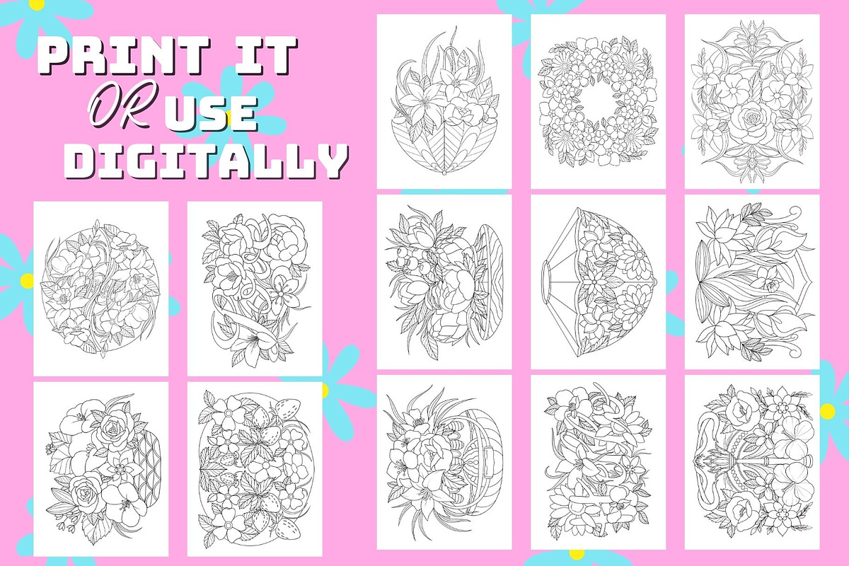 Flowers Coloring Book, a Decorative Illustration by Line Store (Photo 2 of 7)