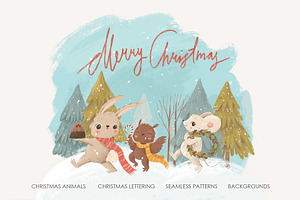 Christmas characters and lettering