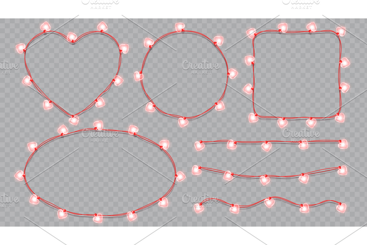 Festive Valentines Day red garlands, an Object Illustration by Andrey Yaroslavtsev