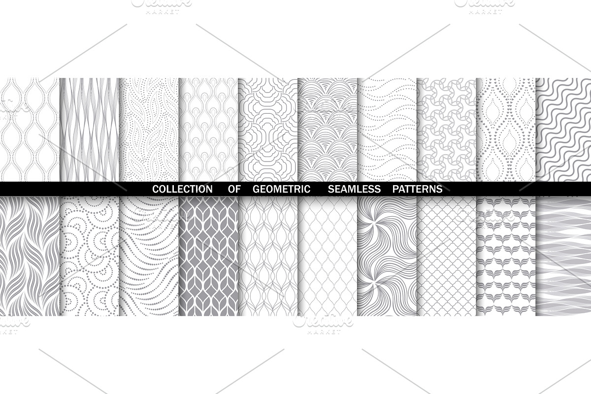 Geometric set of seamless patterns, a Pattern Graphic by RODINA (Photo 1 of 3)