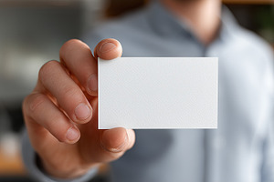 Close up of a man holding blank, a Business Photo by MistyDay