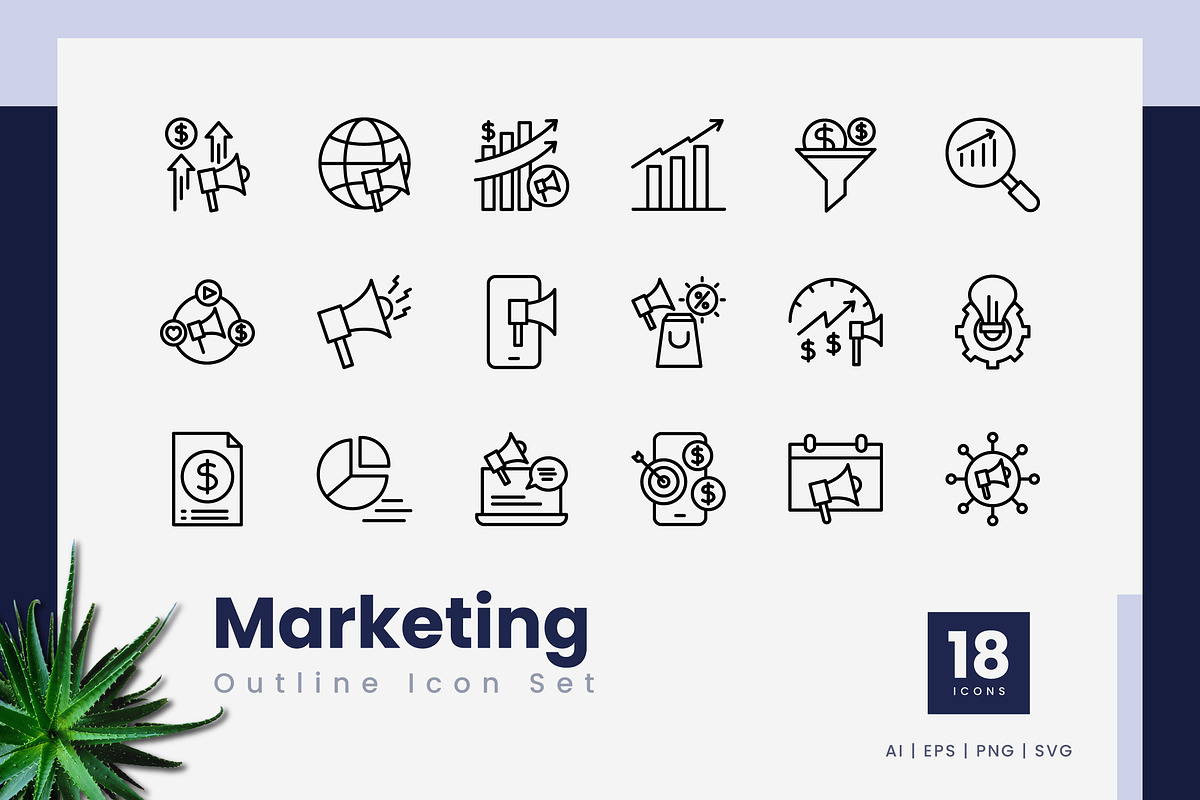 Marketing Outline Icons, an Outline Icon by Zeer Graphic